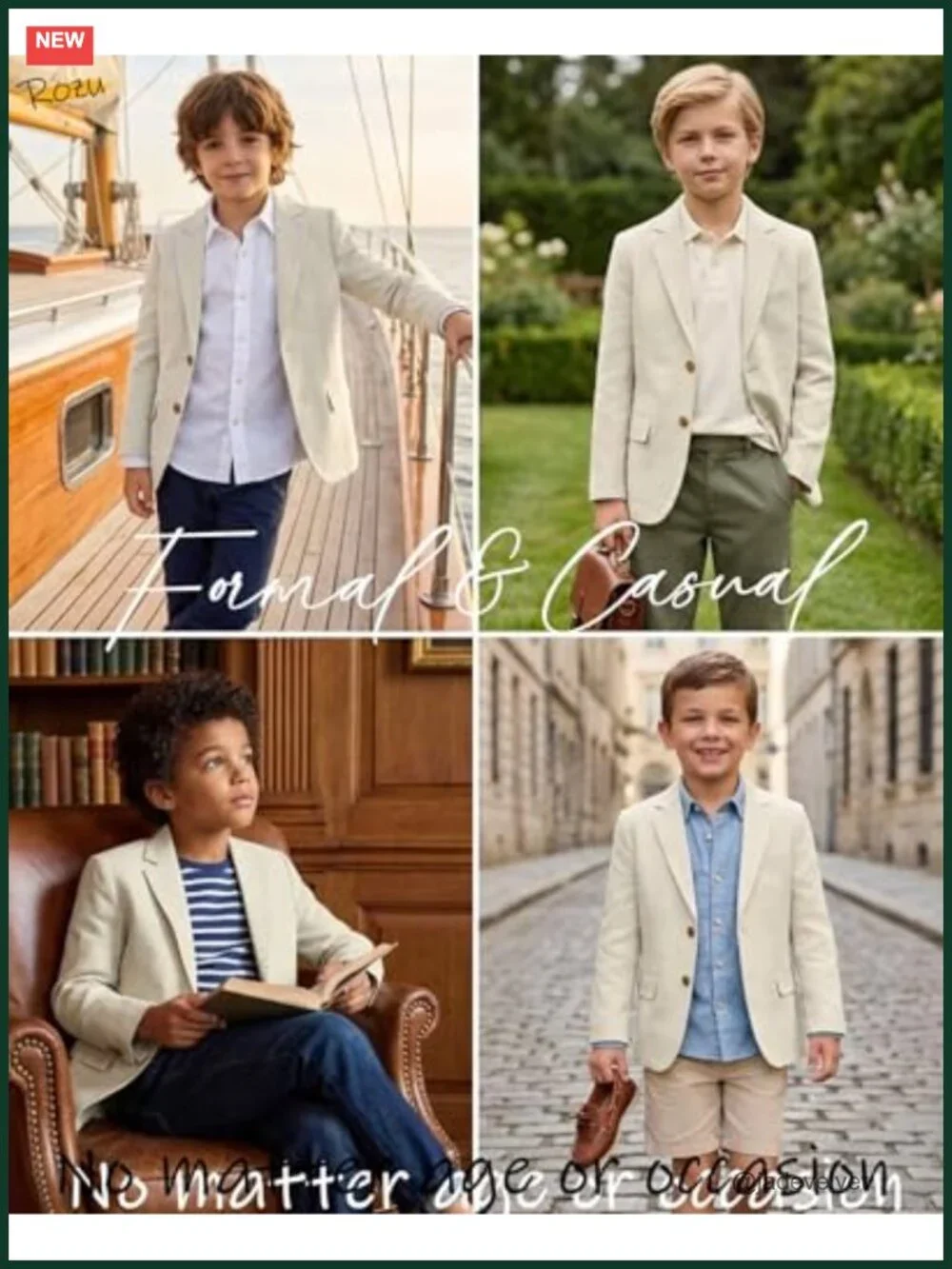 Boys Linen Blend Suit Jacket Sport Coat Blazer Wedding Guest